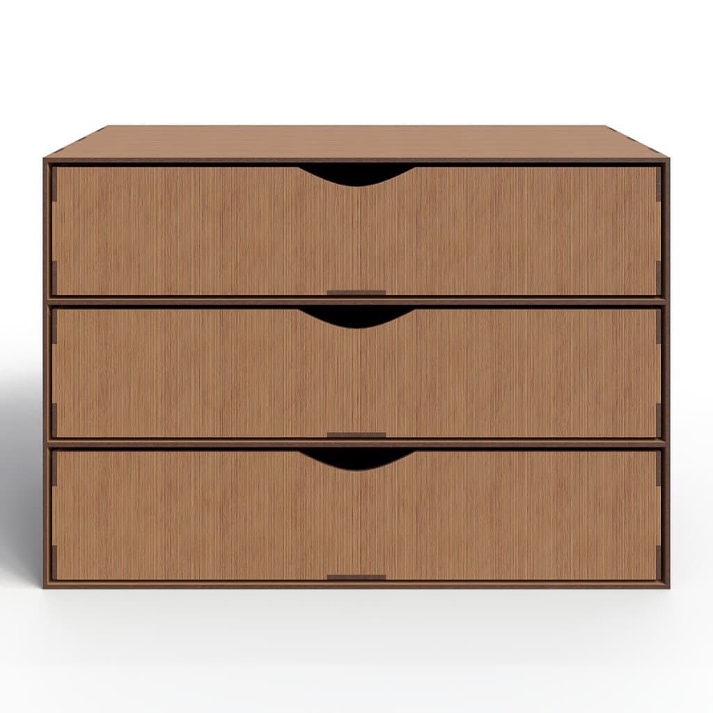 Organizador Gaveteiro 3 Gavetas Marrom Para Office Porta Folha A4 MDF