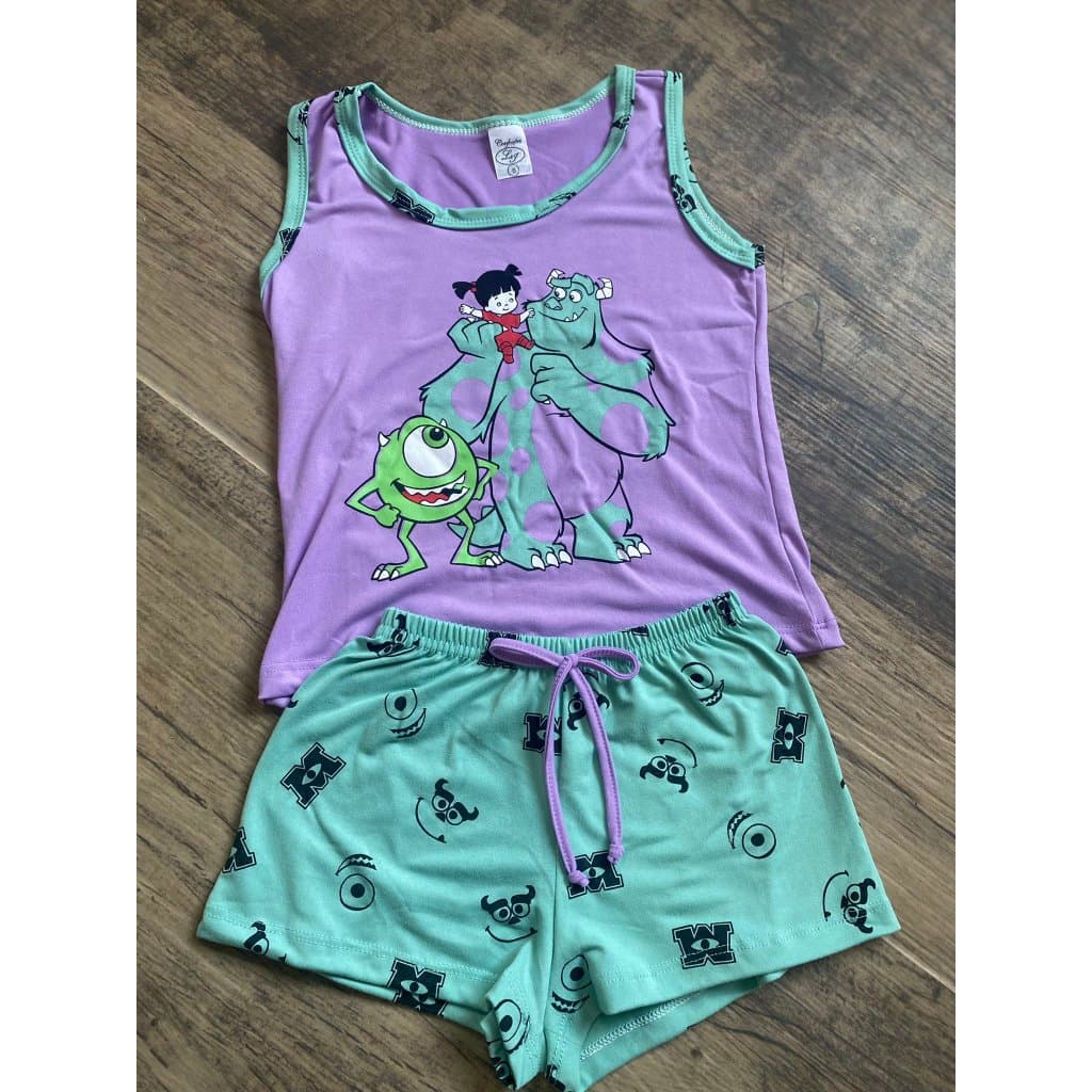 Baby Dool Short Doll Infantil Juvenil Feminino Algodão Curto Roupa De Dormir Conjunto de Dormir