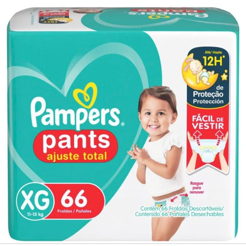 Fralda Pampers Pants Ajuste Total Tamanho XG com 66un.