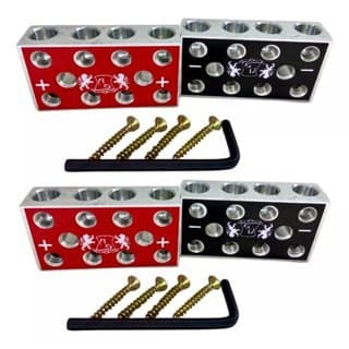2 Pares Barramento Bloco De Aluminio 4x4 - 8 Vias Para Som