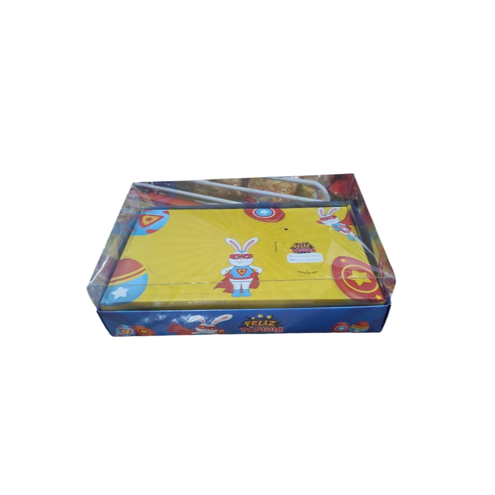 Kit 10 Caixa Acetato Ovo De Colher Duplo 150g Herói Menino Pascoa