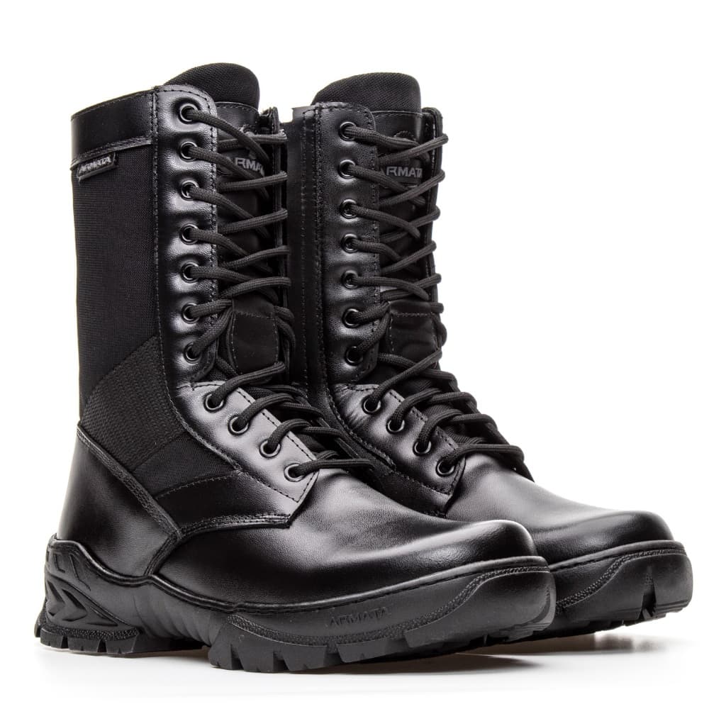 Bota Coturno em couro Militar Armata Khopesh - Preto Liso