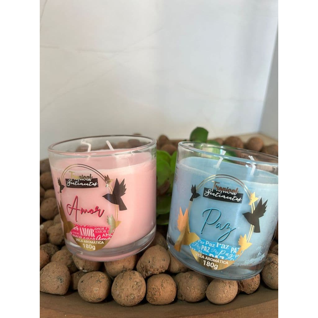 Vela Aromática de Vidro 180g "Amor e Paz" - Aroma Floral Artesanal