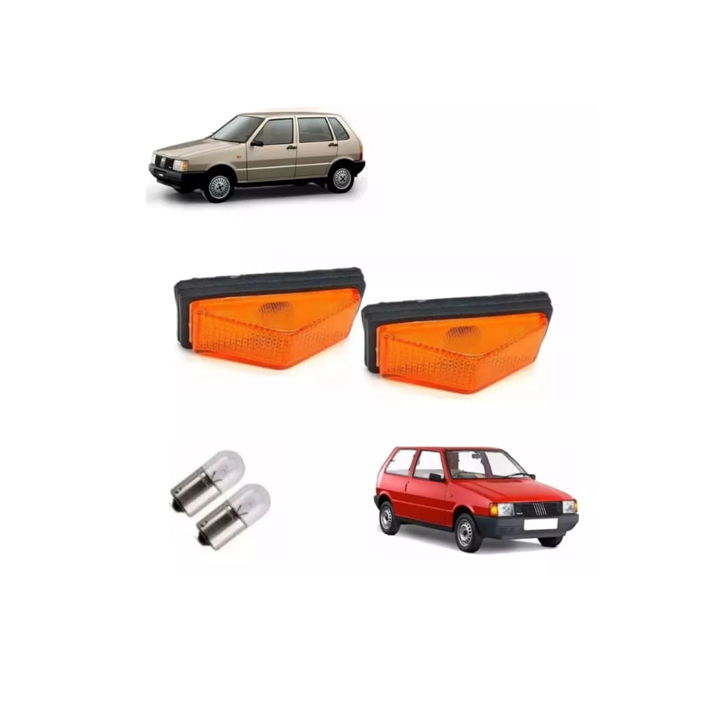 Par De Lanternas Pisca Lateral Lente Ambar + Lâmpadas Para Fiat Uno / Premio / Elba