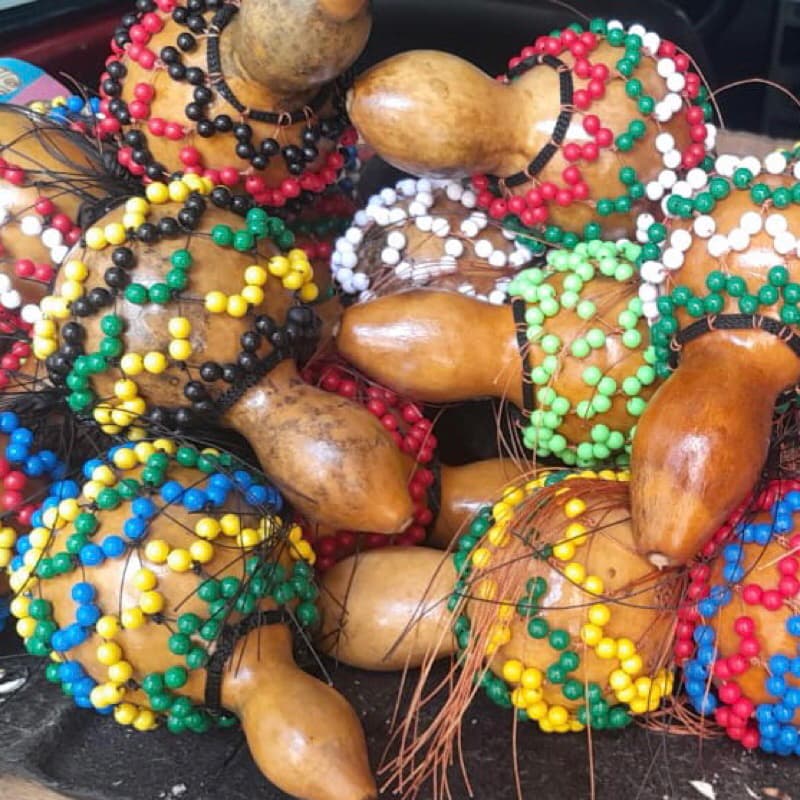 Xequerê Artesanal Abê Agbê Instrumento Africano Feito em Salvador Bahia Cabaça Pequeno e Grande