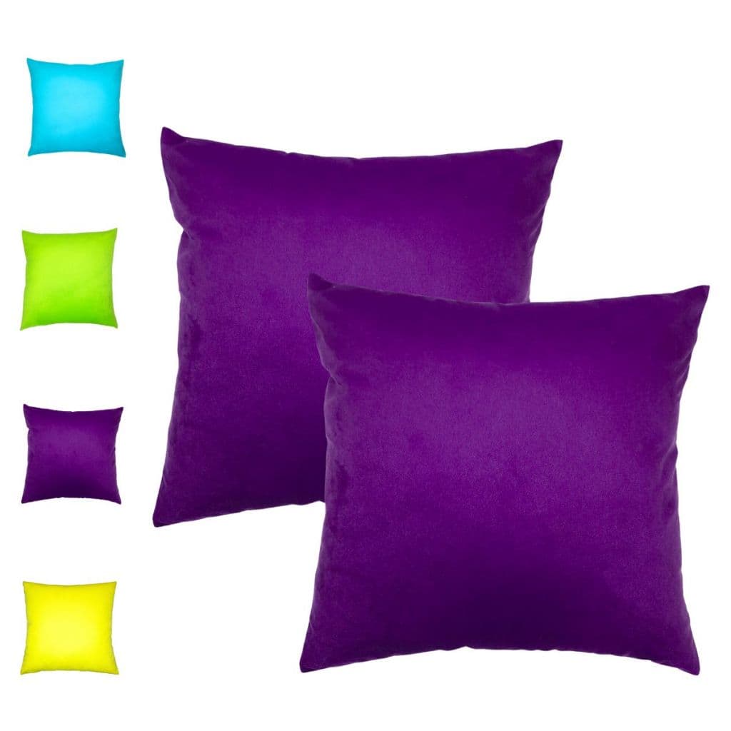 Kit 2 - Capa de Almofada Lisa Suede Veludo Premium 40x40 Neon Colorida com Zíper para Decoração