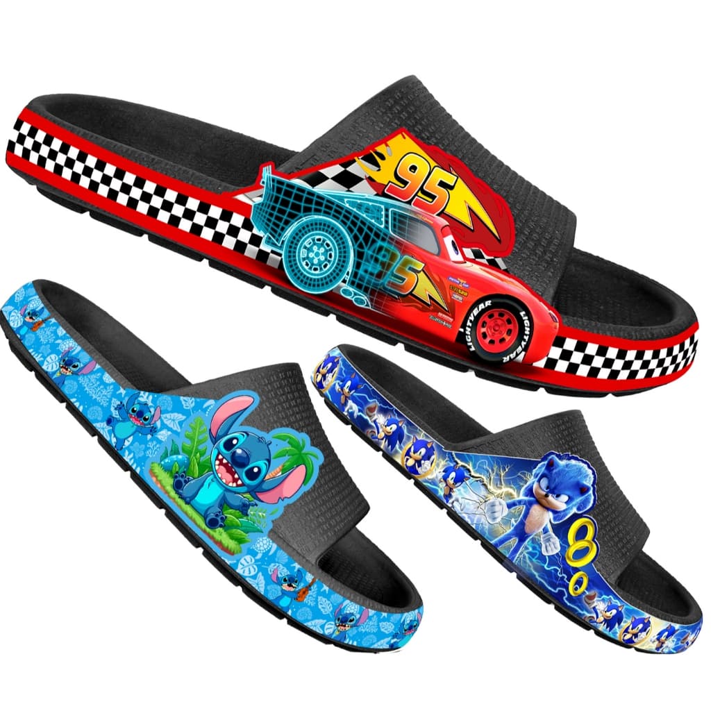 Chinelo Nuvem Infantil Juvenil Menino Papete Sandália Desenhos, Confortavel e Leve