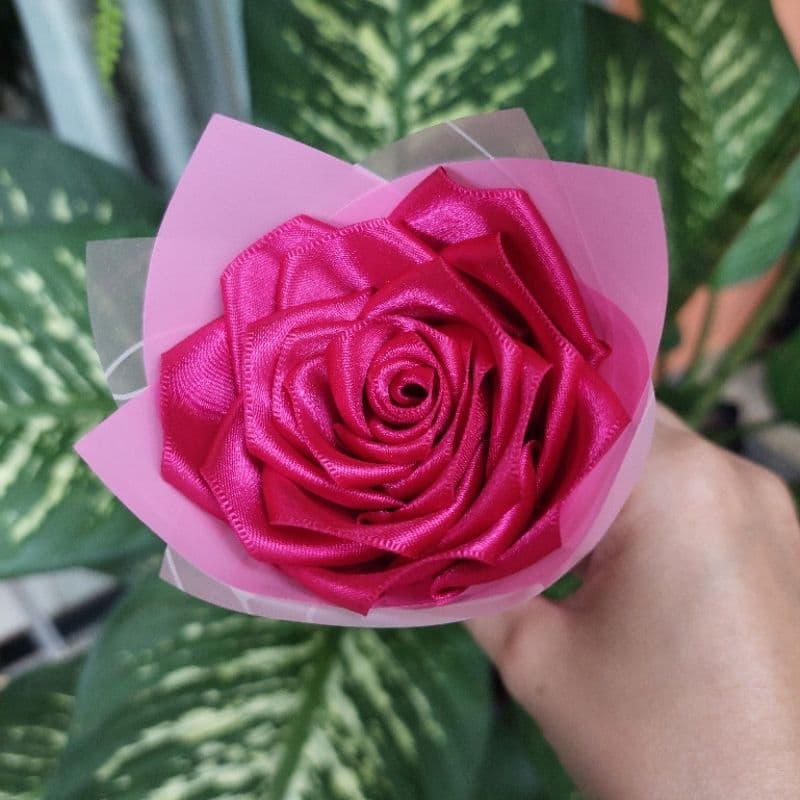 Botão Rosa de Cetim | Buquê de Cetim | ESCOLHA A COR