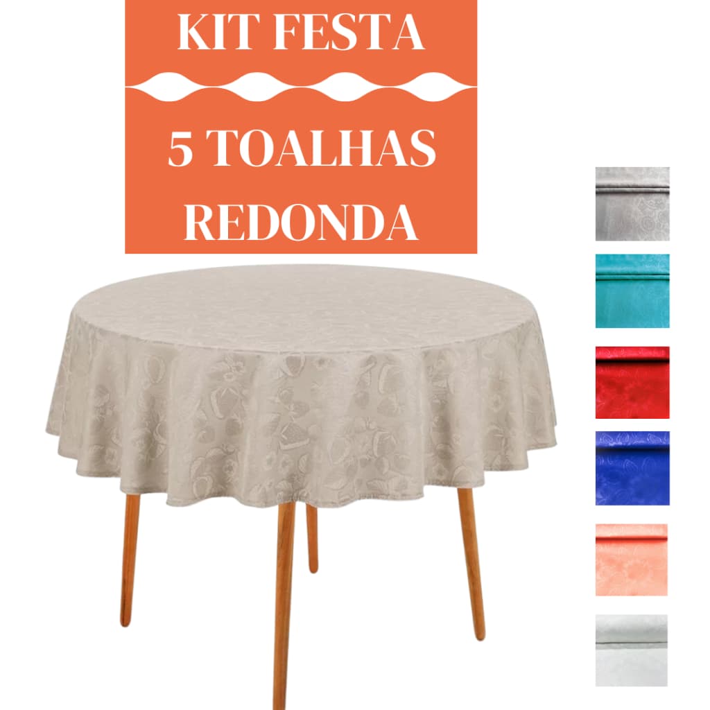 KIT 5 Toalhas de Mesa Jacquard Redonda