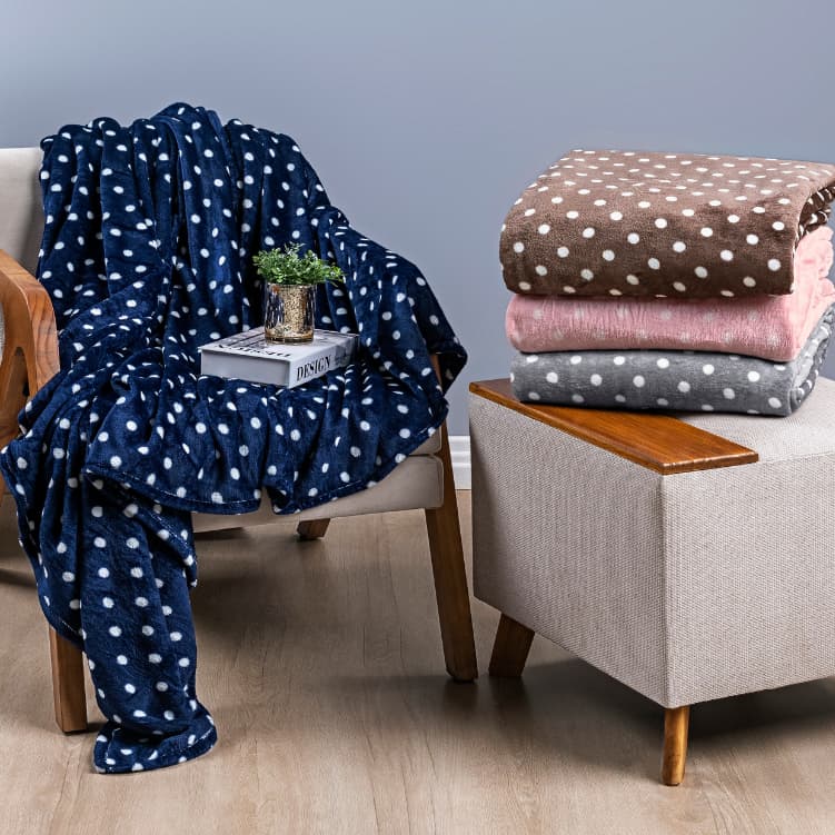 Cobertor Mantinha Flannel Estampa Bolinha Solteiro Casal Queen Petit Poá