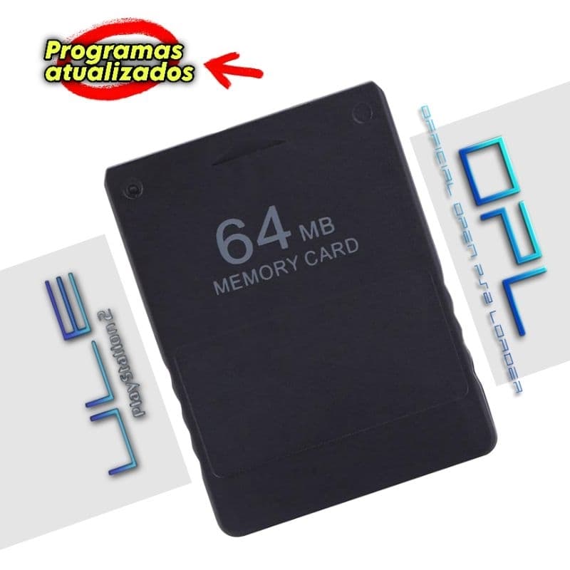 Memory Card de 64MB + OPL e uLaunchELF Atualizado Para PlayStation 2 Compatível Com Fat e Slim Novo