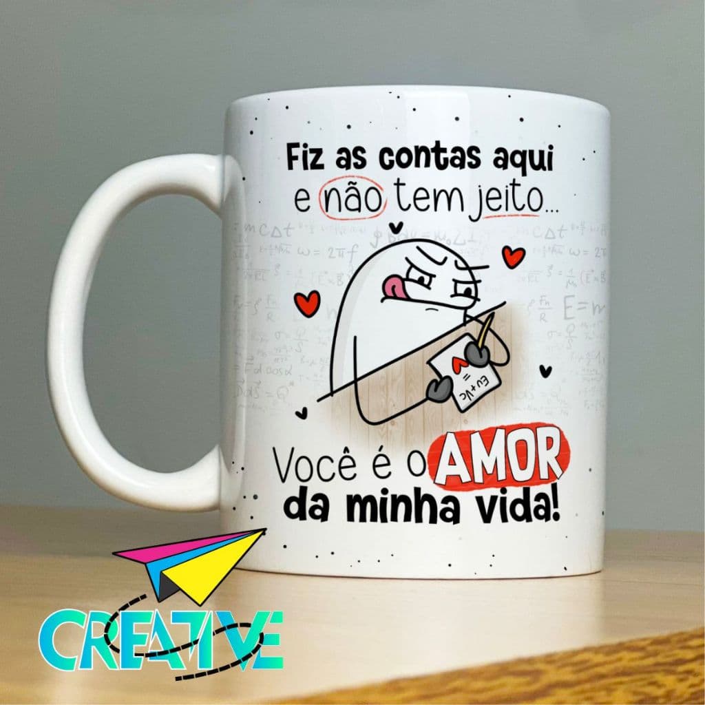 Caneca de Porcelana Flok NAMORADOS ( Frase Engraçada) - AMOR DA MINHA VIDA