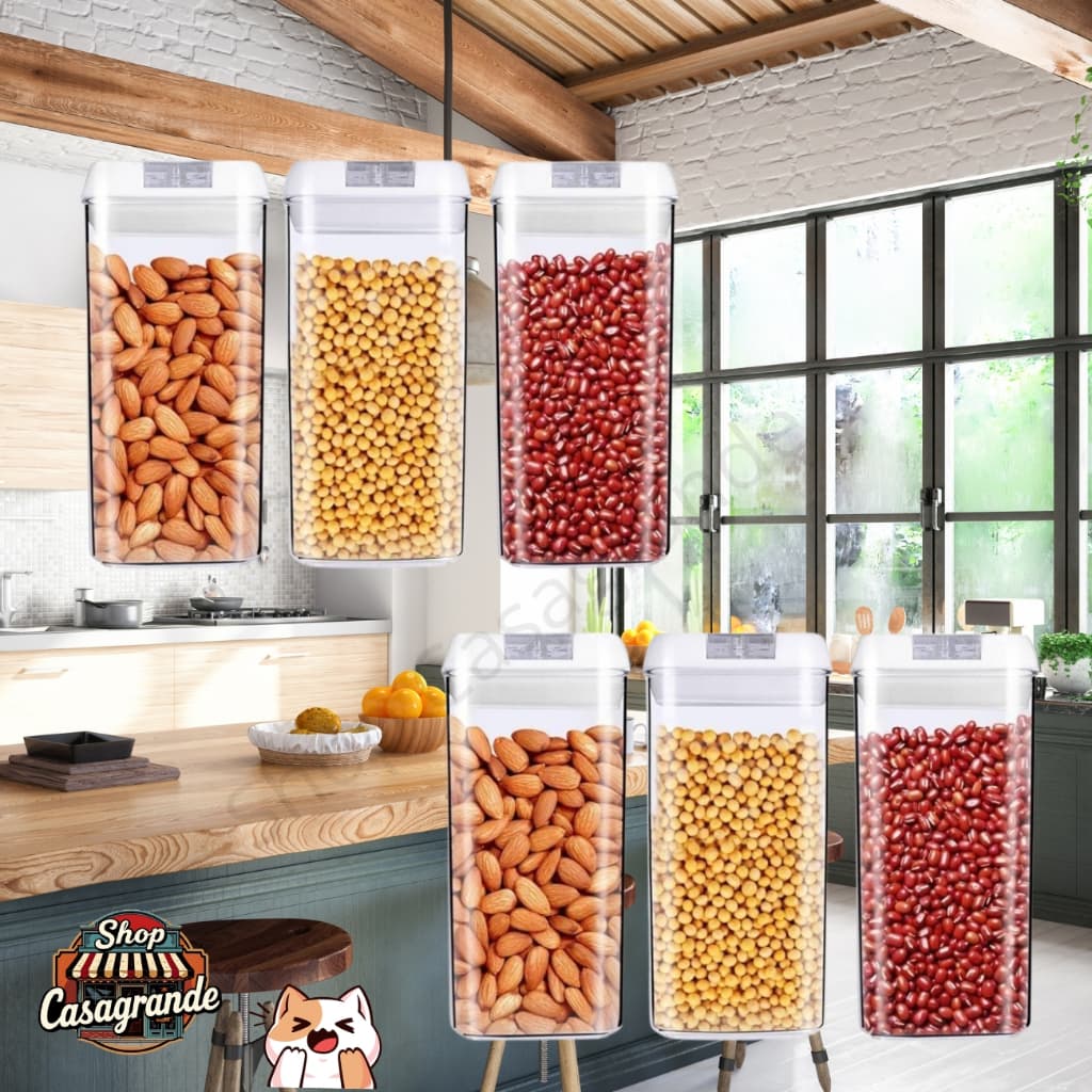 Kit Potes Acrilíco Hermético Multiuso Com Vedação Cozinha Organização Condimentos para Alimentos