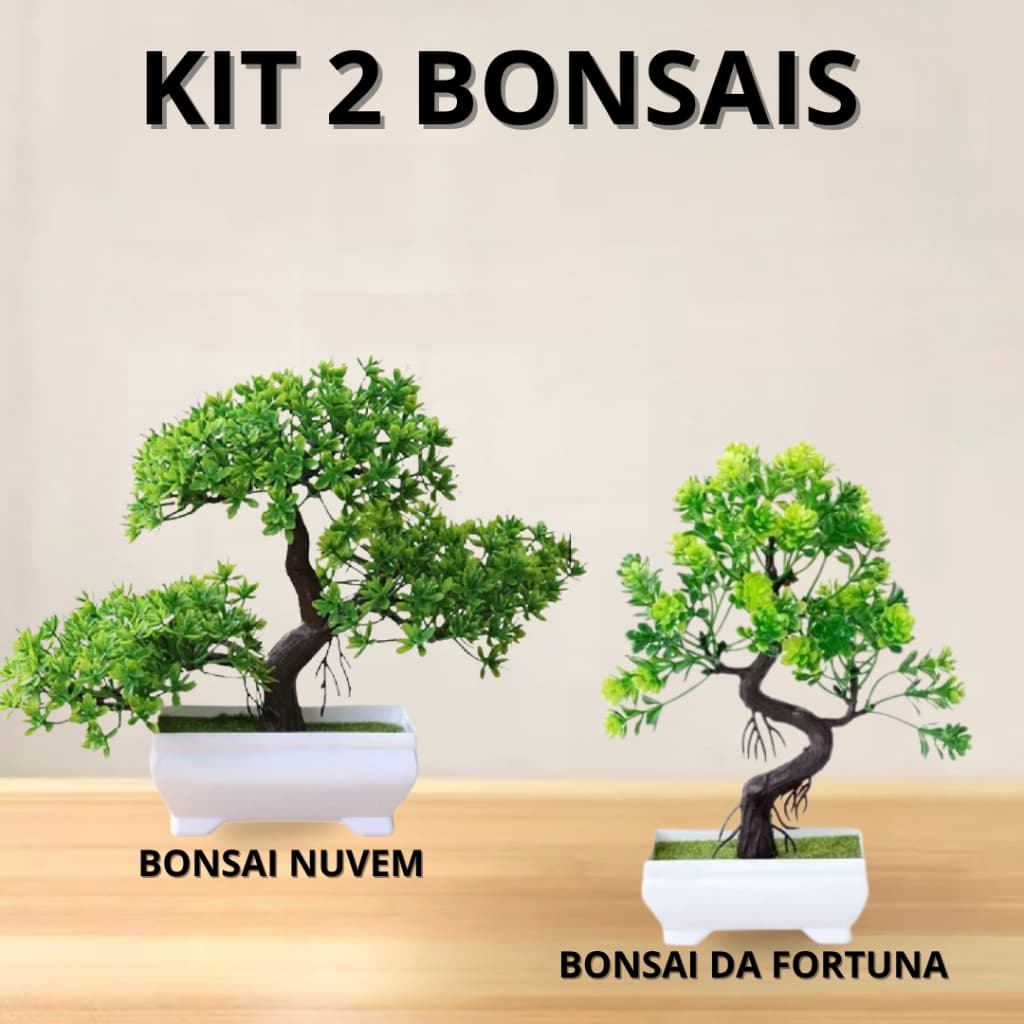 Kit 2 Bonsai Nuvem e Fortuna Artificial Plástico Realista Natural Pinho Bonsai para Decorações