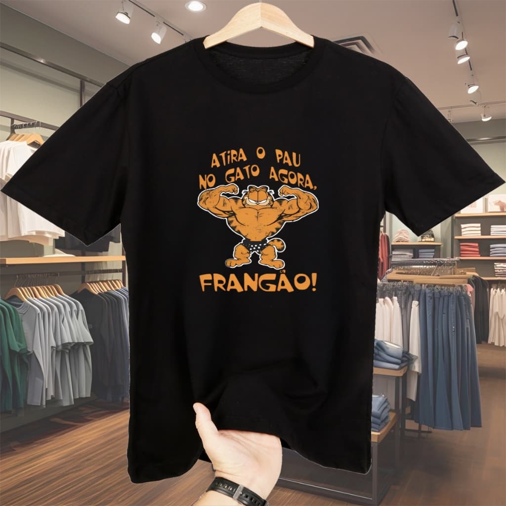 Camisa basica Garfield academia camisa oversized camiseta masculina streetwear algodão Blusa de algodao unissex
