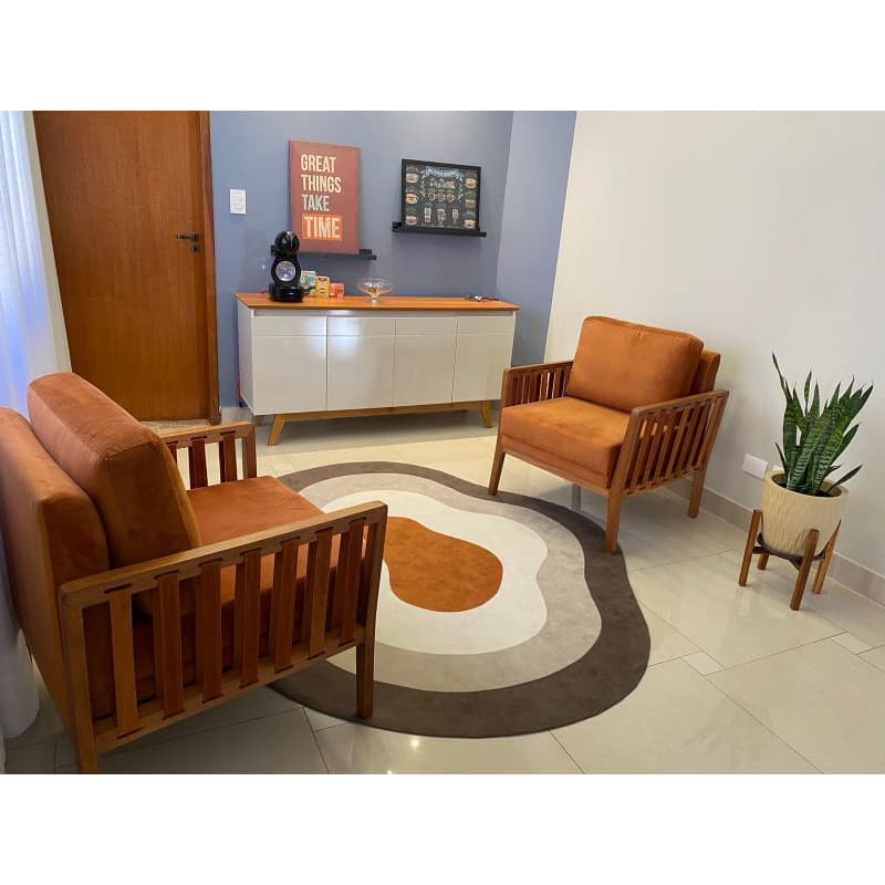 Tapete sala/quarto em veludo personalizado base antiderrapante