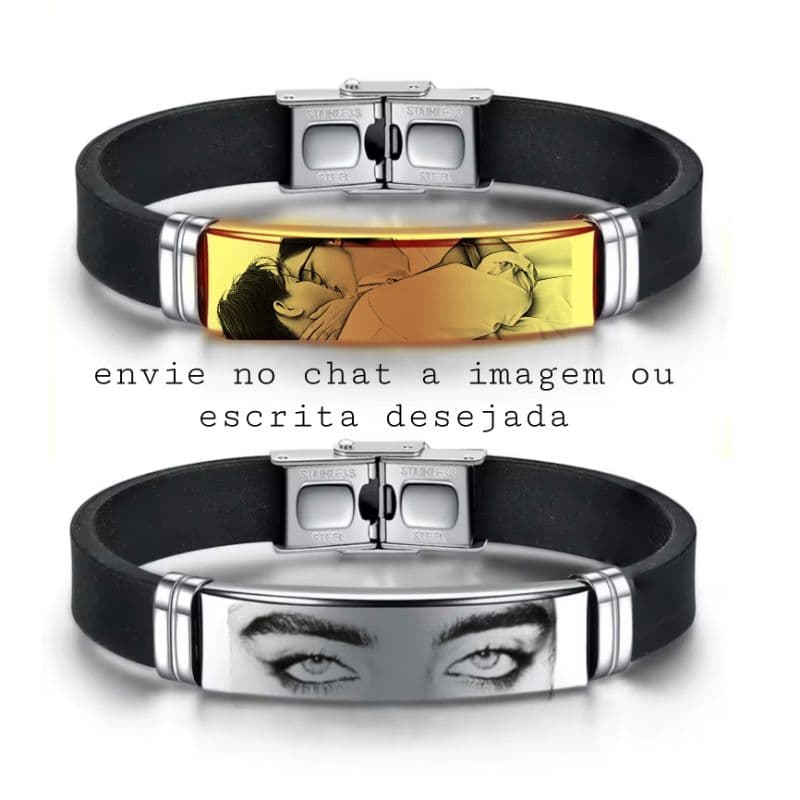 Pulseira Bracelete Pingente Aço inoxidável Foto Imagem Escrita Masculino Feminino Olhos Olhar