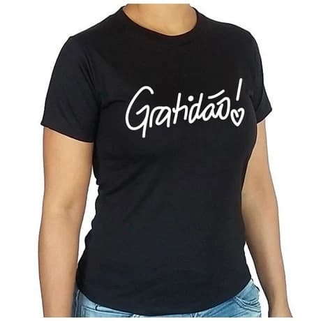 Camiseta moda feminina Baby look GRATIDÃO 100% algodão super confortável e moderna moda evangélica