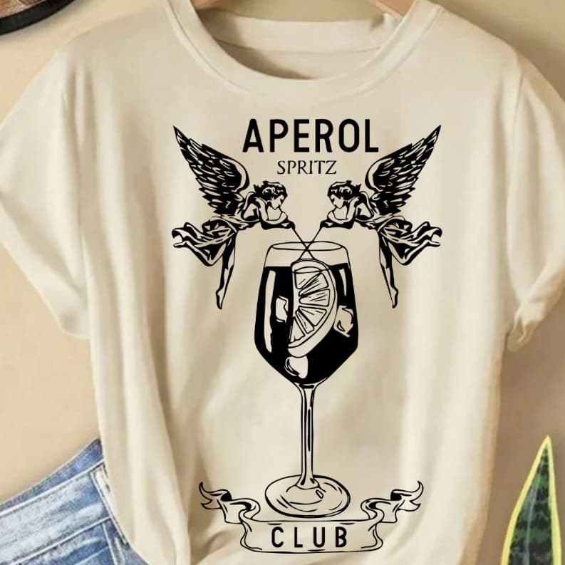 Camiseta Feminina Lançamento Estampada Aperol 100% algodão Soltinha Larga