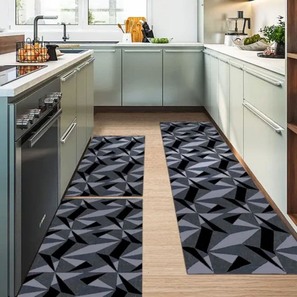 Jogo de Tapetes Para Cozinha Antiderrapante Tecido Jacquard - 3 Peças, Passadeira, Capacho,Promoção!