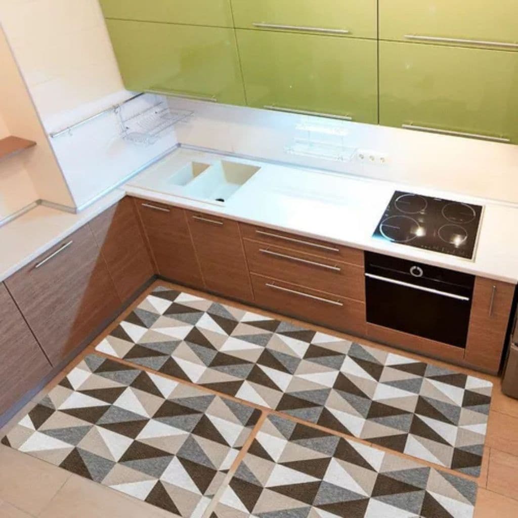 Tapete Antiderrapante Jacquard Premium Para Cozinha - Jogo de 3 Peças, Passadeira e Capacho