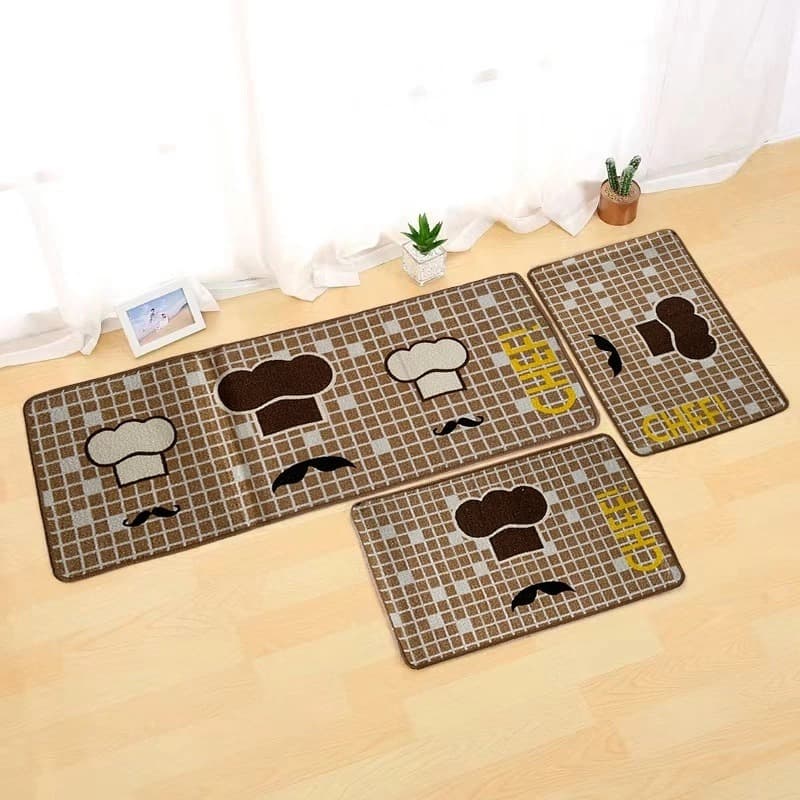 Jogo De Cozinha Passadeira e Tapetes 3 Peças Kitchen Mat Antiderrapante
