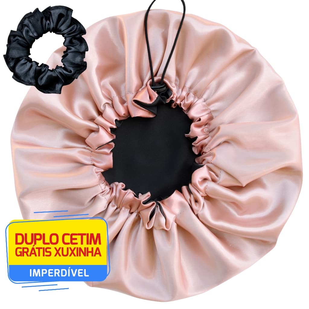 Touca De Cetim Grande Dupla Face para Dormir Ajustável Xuxinha Grátis Promoção