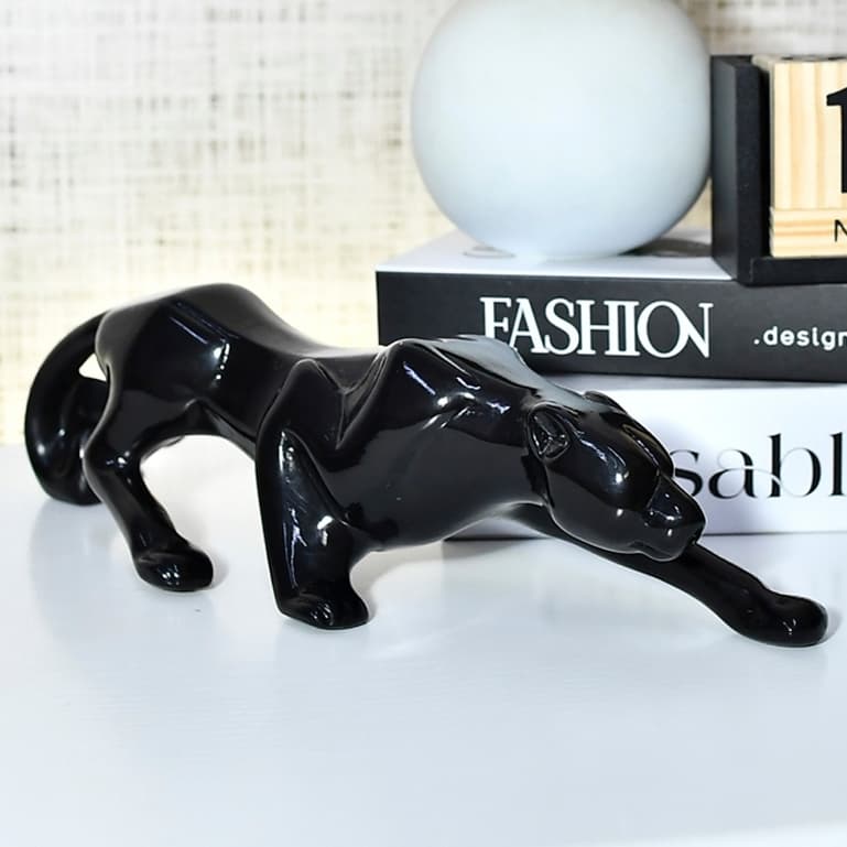 Pantera Ataque Estatueta Estilizada Decorativa Estátua Cerâmica Decoração Grande Escultura Moderna