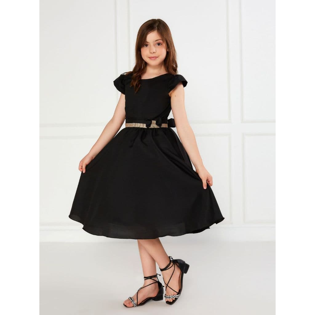 Vestido Casual Preto Infantil Crepe Básico Festa 15 Anos