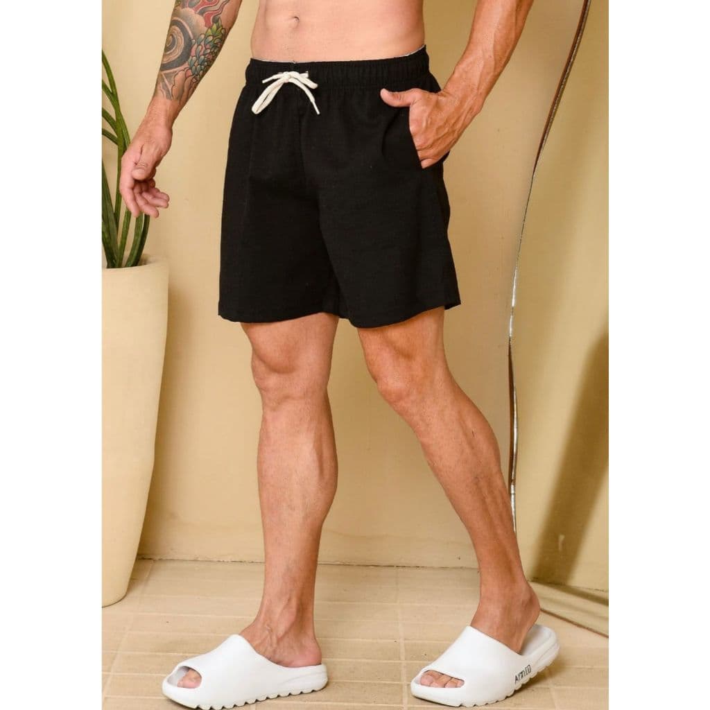 Short Linho Masculino Mauricinho Básico Premium Bermuda Casual Bolso Faca Discreto Qualidade Moda Praia