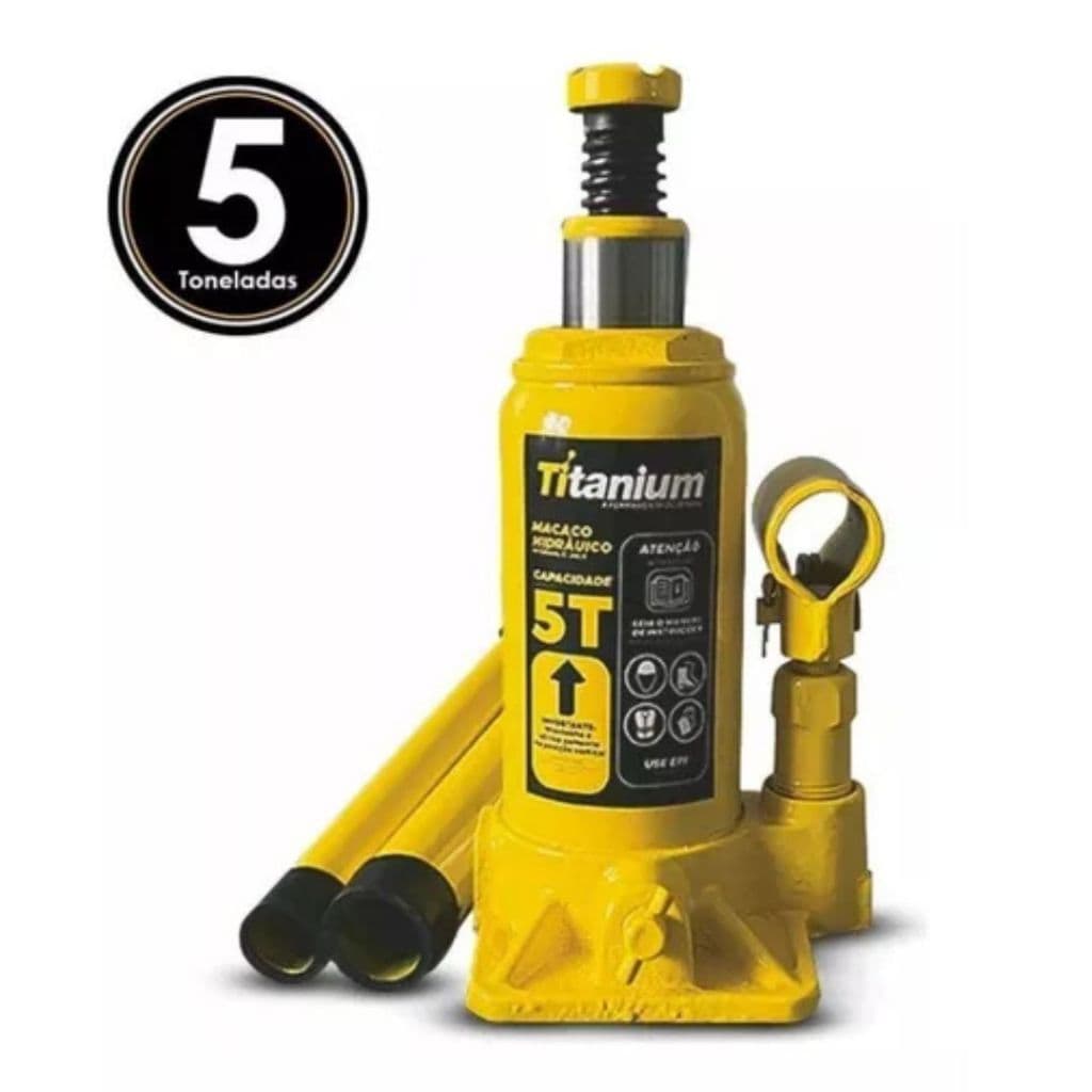 Macaco Hidráulico Tipo Garrafa Amarelo 5 Toneladas Titanium