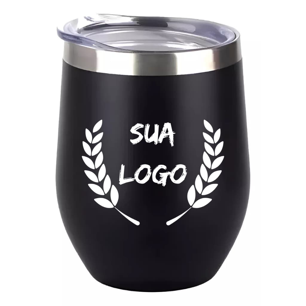 Kit Mini Copo Cuia Térmico Em Aço Inoxidável Com Tampa Flip Flop 350ml + Personalização Com Imagem Nome Frase Time Logo