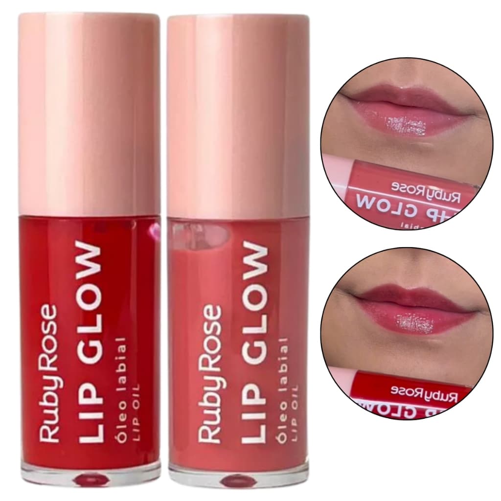 Kit 2 Lip Glow Óleo Labial Ruby Rose Gloss Hidratante