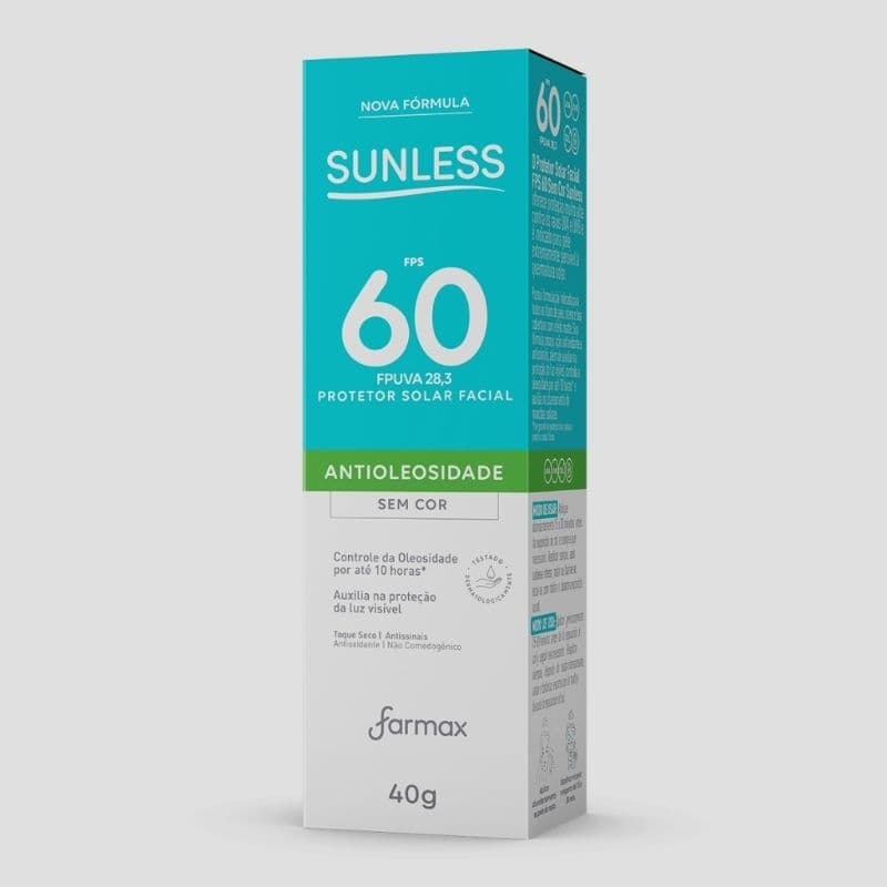 Protetor Solar Facial Sunless Fps60 40g Sem Cor