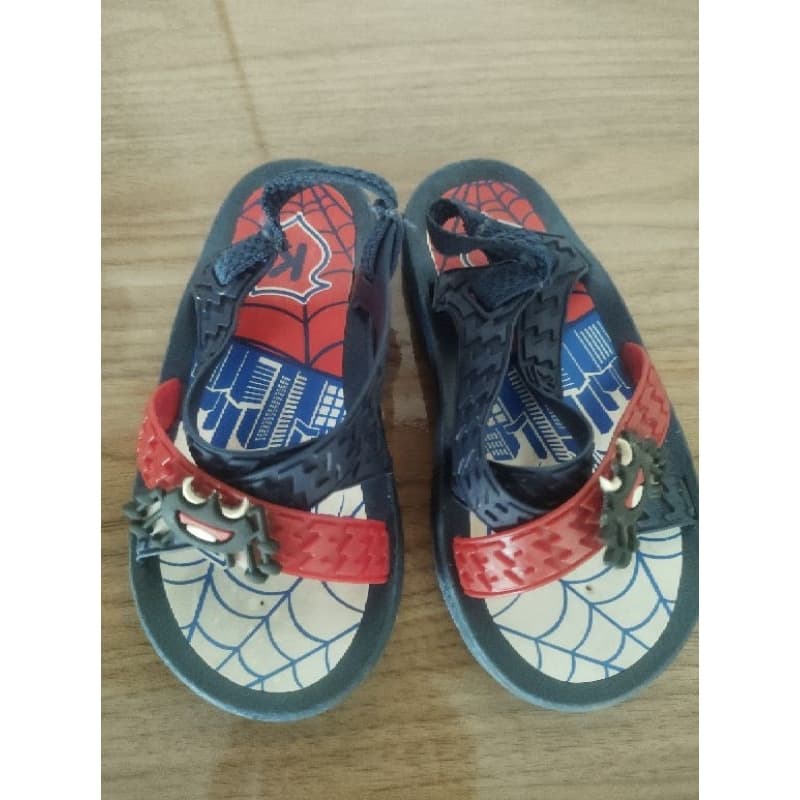 sandália infantil menino homem aranha verão confortável elástico azul marinho
