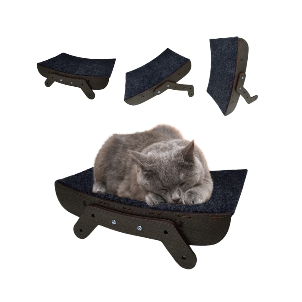 Cama Para Gatos Protetor Sofá Rampa e Arranhador Gato Mdf Preto Carpete Brinquedo Marrom
