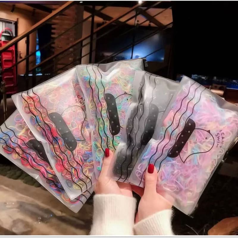 1000 Peças Bolsa Elástico De Cabelo Feminino Descartável Multicolorido linguinha