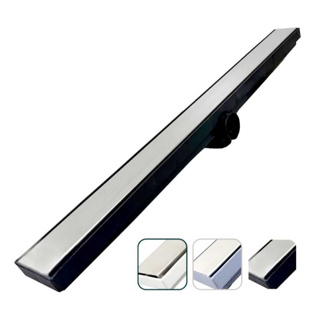 RALO LINEAR 5X70CM INOX DUPLA FACE COLA PISO PORCELANATO COLETOR SEINOFANDO BANHEIRO BOX