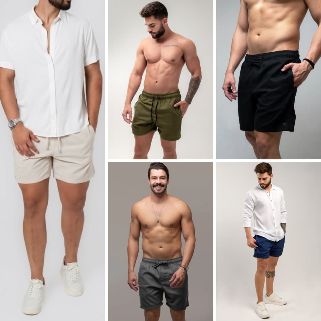 Short Masculino Linho Mauricinho Bermuda Verão Praia Casual Linho Verdadeiro Várias Cores Elegante