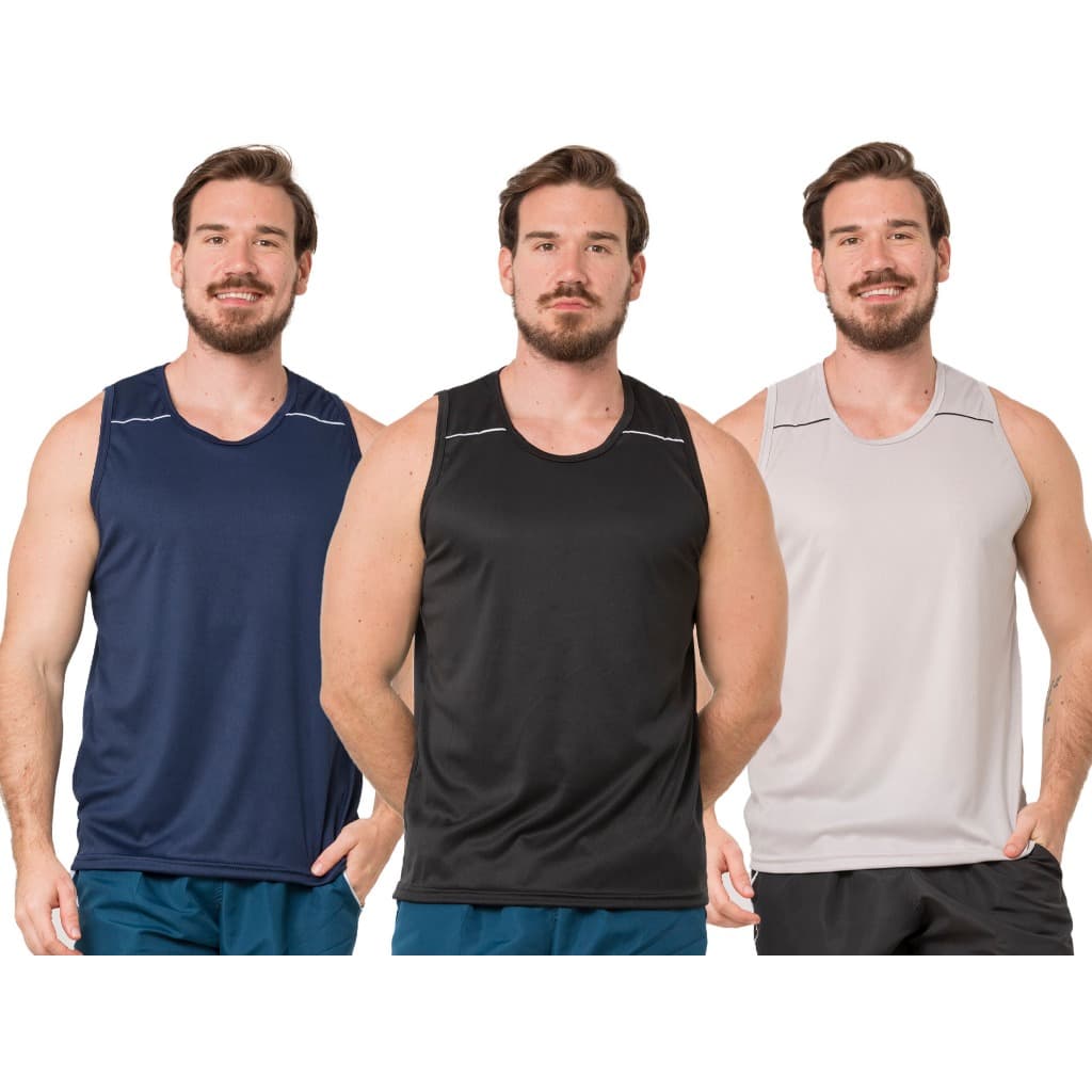 COMBO 3 CAMISETA MASCULINA REGATA LISA DRYFIT CORRIDA ACADEMIA FUTEBOL ESPORTE TREINO ANTI SUOR