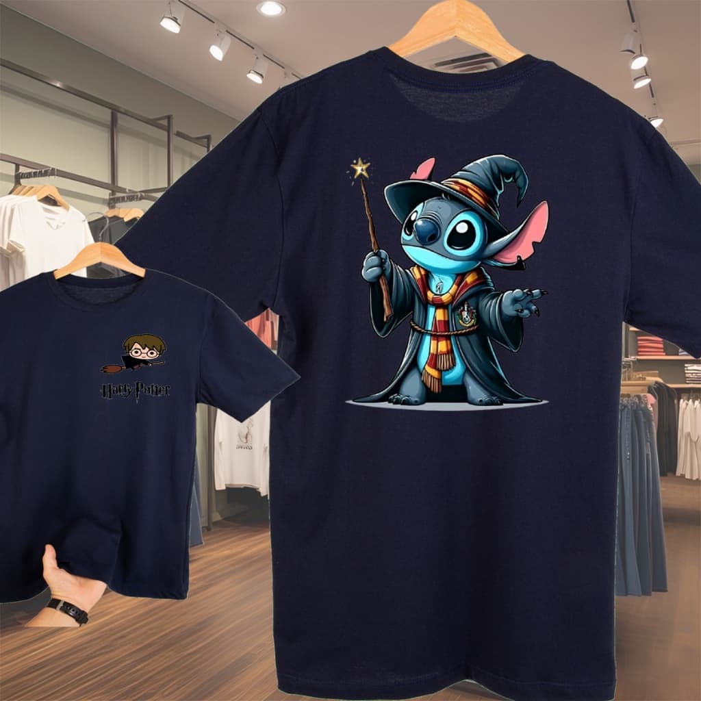CAMISA UNISSEX HARRY E STITCH oversized streetwear desenho animado algodão 100%