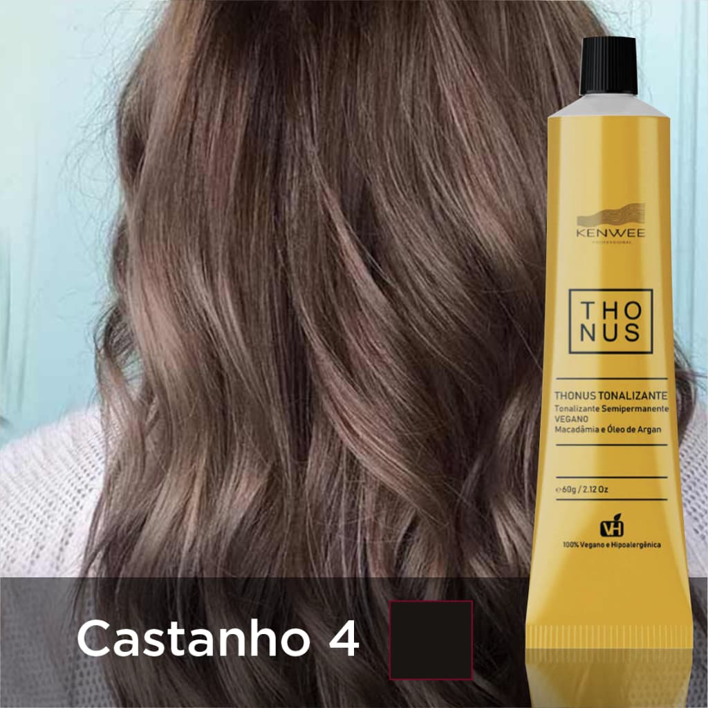 Tonalizante Semipermanente 100% Vegano Castanho (Co/Macadâmia e Óleo de Argan) Thonus Kenwee 60g