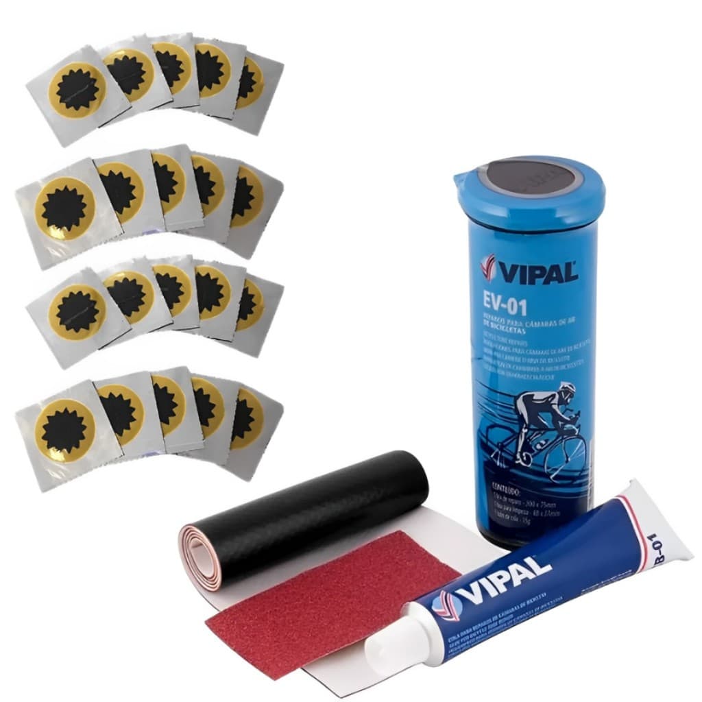 Kit Remendo Bike Pneu de Moto de Bicicleta Vipal + 20 Remendos Estrela Reparo Pneu Moto Camara de ar