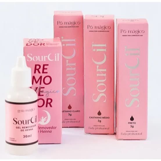 KIT - Castanho Claro, Castanho Médio e Preta + Removedor de Henna - SOURCIL