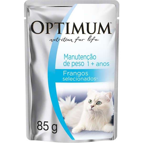 10 unidades de Sachê  Optimum Sachê para Gatos Adultos Frango  manutenção de peso 85g