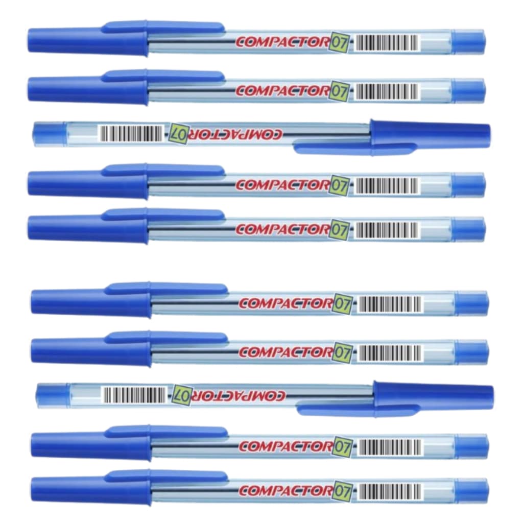 Caneta esferográfica 0,7mm Azul - Compactor kit com 10unidades