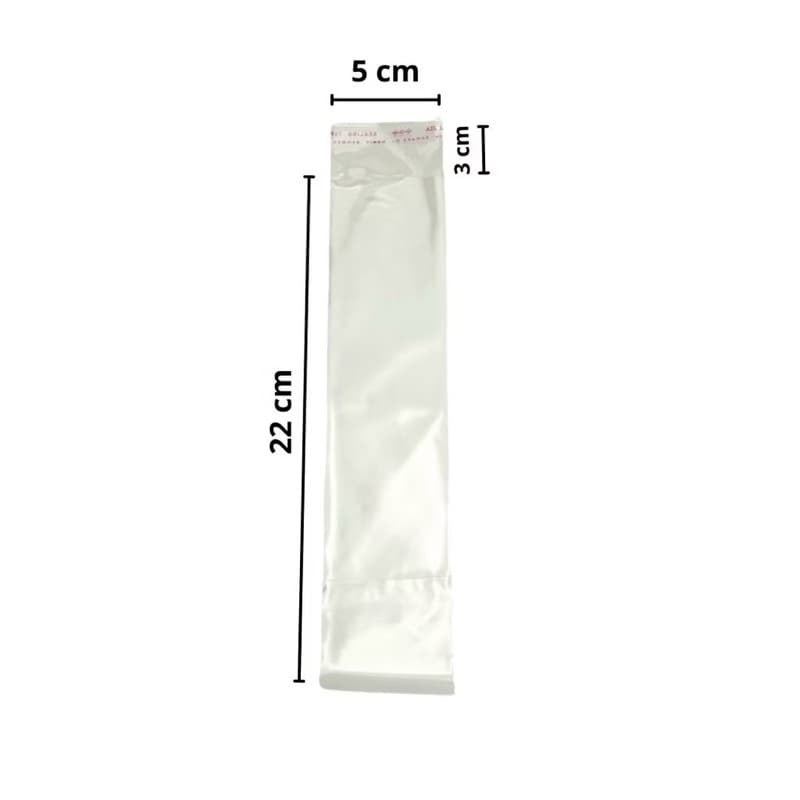 Saco plástico adesivado 100 unidades autocolante 22x4x3 para caneta lápis saquinho