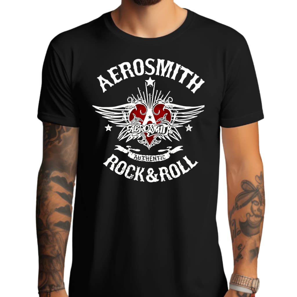 Camiseta Unissex Algodão Premium Casual Algodão 30.1 Rock Aerosmith Rock N Roll