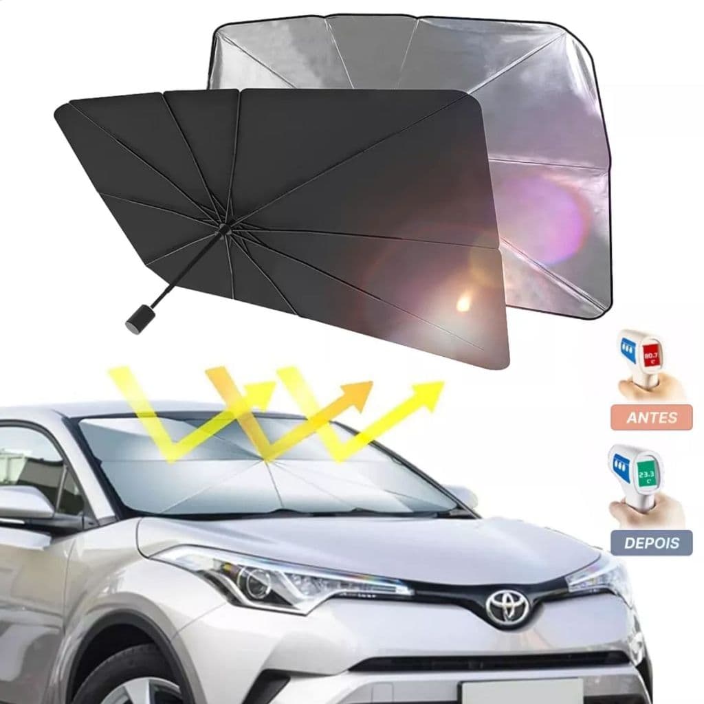 Protetor De Para Brisa Contra Sol Guarda Sol Painel Carro Estilo Guarda Chuva Dobravel Portatil