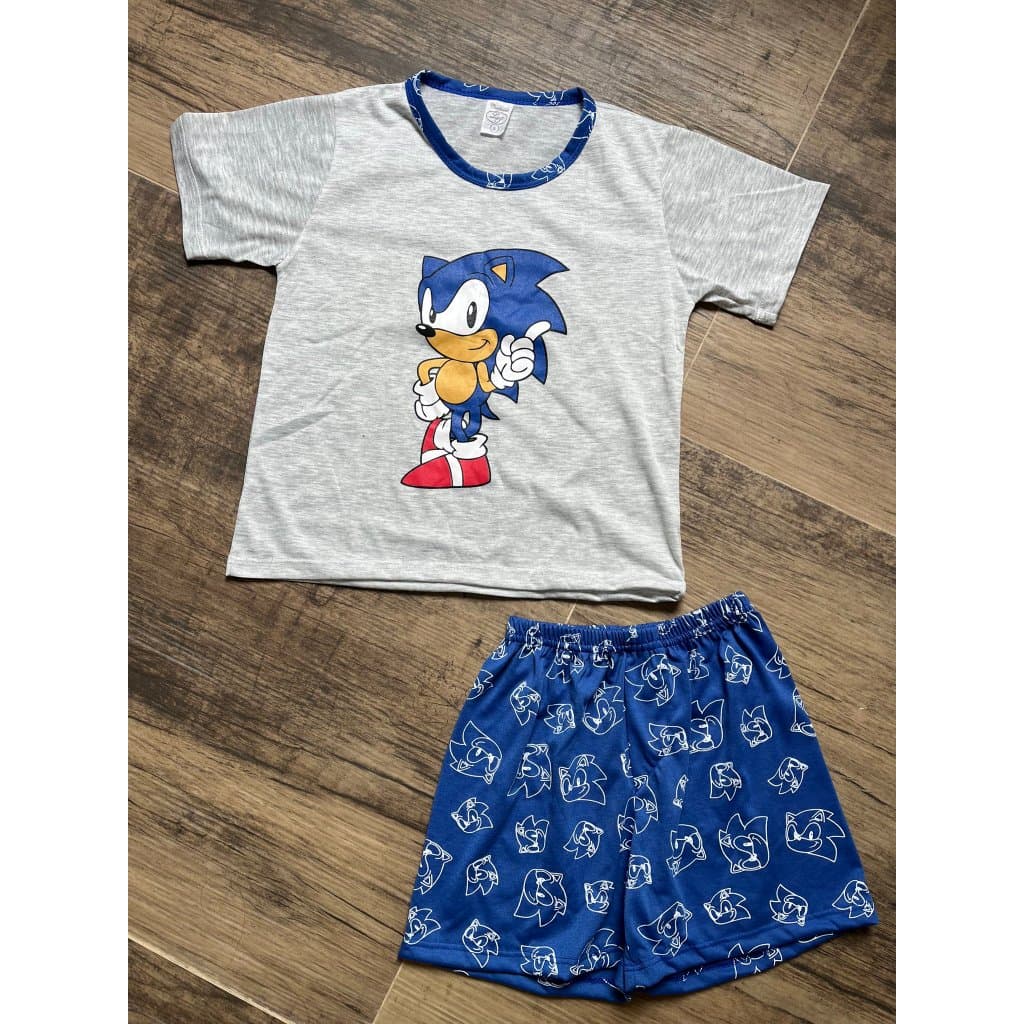 Pijama Infantil Juvenil Masculino tematico de malha meia manga com short algodão